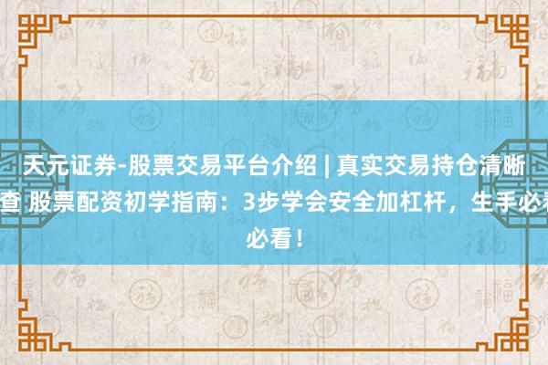 天元证券-股票交易平台介绍 | 真实交易持仓清晰可查 股票配资初学指南：3步学会安全加杠杆，生手必看！